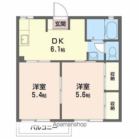 ヒルサイドテラス安積山B(2DK/1階)の間取り写真