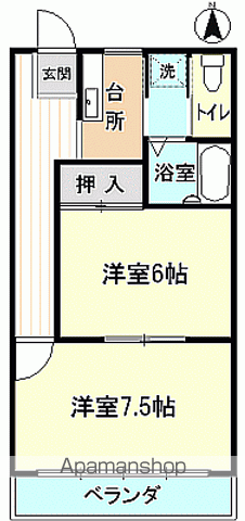 ホワイトマンション(2K/1階)の間取り写真