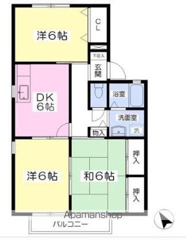 ラフォーレ影山A(3DK/2階)の間取り写真