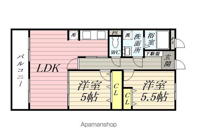 ベルドミールⅢ(2LDK/3階)の間取り写真