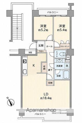 サンパセオ新柏D(2LDK/6階)の間取り写真