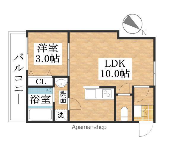 ティンガーラ須ヶ口 イースト(1LDK/1階)の間取り写真