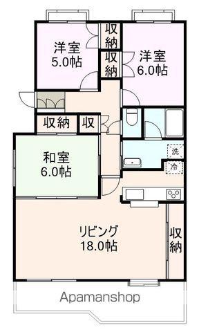 中州郷ハイツ(3LDK/2階)の間取り写真