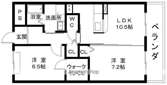 アフィニティ北大路(2LDK/1階)の間取り写真