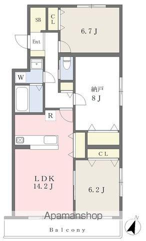 ソレアード初石(2LDK/2階)の間取り写真