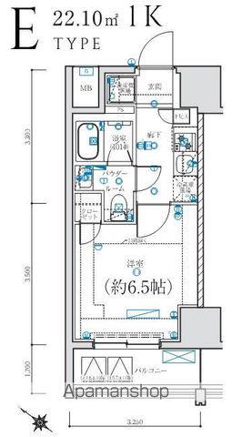 LEXE 横濱関内(1K/3階)の間取り写真