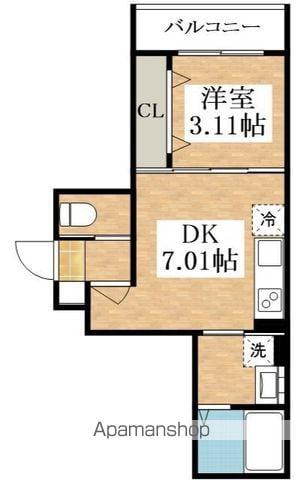 コマグレイス天美(1DK/3階)の間取り写真