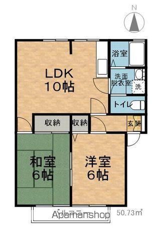 サンビレッジ穂高C・D・E(2LDK/2階)の間取り写真