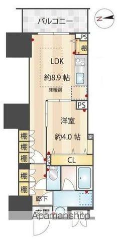 ZOOM信濃町(1LDK/4階)の間取り写真