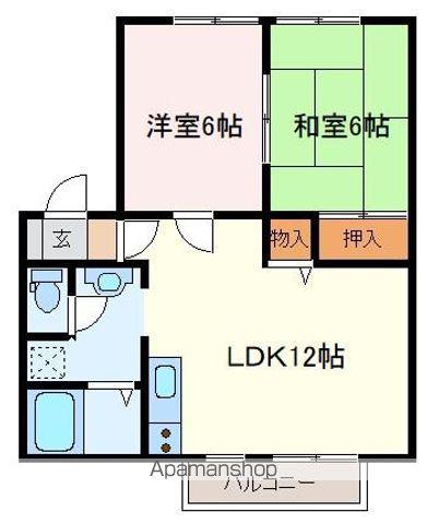 パブリックハイム東琴芝(2LDK/2階)の間取り写真