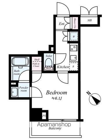 パレステュディオ文京根津(1K/6階)の間取り写真