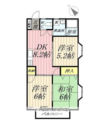 ハイツシャプレ(3DK/1階)の間取り写真