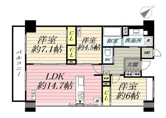 クラシアム神奈川台場(3LDK/6階)の間取り写真