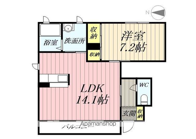 グランシャリオA(1LDK/1階)の間取り写真
