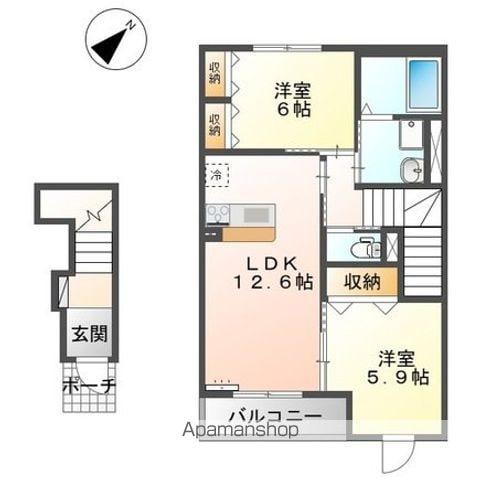 ルミエール(2LDK/2階)の間取り写真