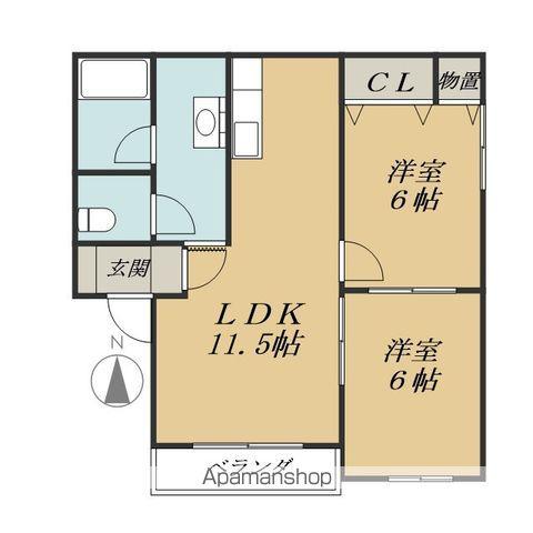 ハイムメテオール(2LDK/2階)の間取り写真