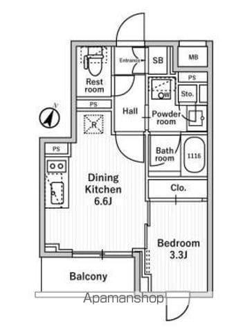 NIDO MOTOHASUNUMA(1DK/3階)の間取り写真