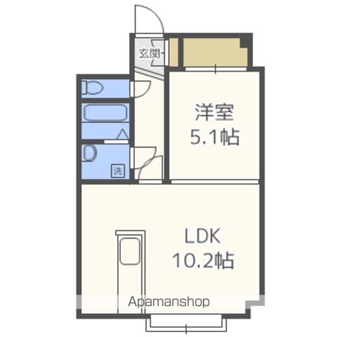 カリス南郷(1LDK/3階)の間取り写真