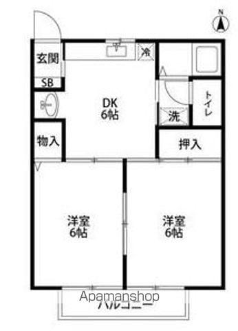 NOBLE RESIDENCE(2DK/1階)の間取り写真