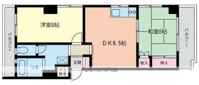 ラルジュ吉野町(2DK/2階)の間取り写真