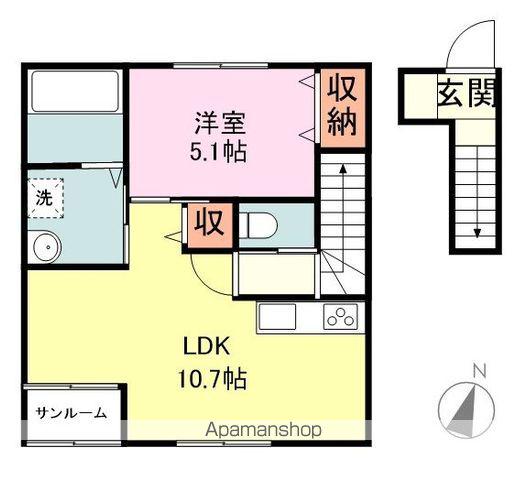 アイディール(1LDK/2階)の間取り写真
