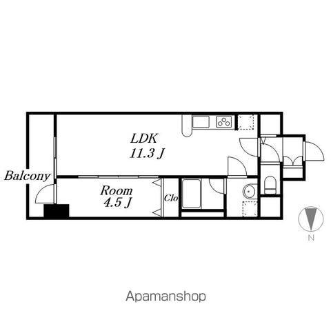 ファンファーレKOGANE(1LDK/4階)の間取り写真
