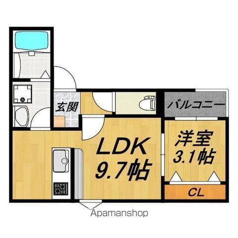 LECOCON上飯田(1LDK/1階)の間取り写真