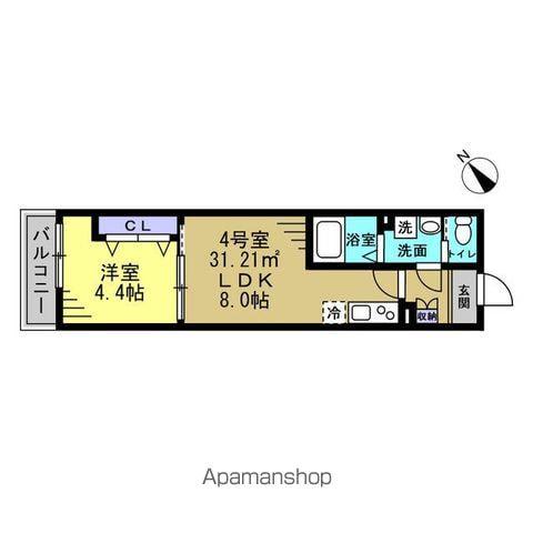 エスポワール南柏(1LDK/2階)の間取り写真