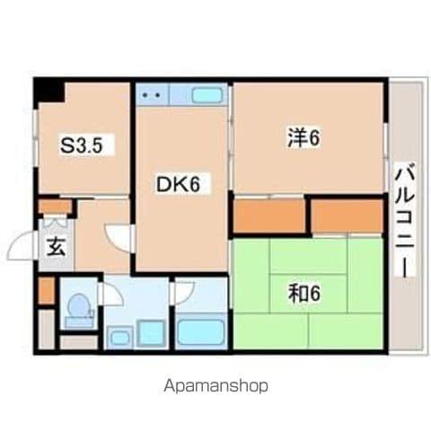 ダイアパレス八幡(2SDK/3階)の間取り写真