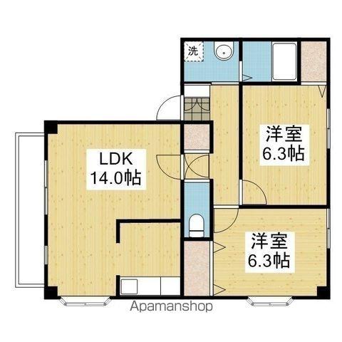 フォブール三笠C(2LDK/3階)の間取り写真