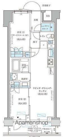 パークアクシス文京本郷(2LDK/7階)の間取り写真