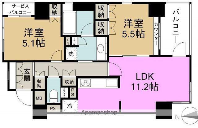 アデレイド新福島(1SLDK/2階)の間取り写真