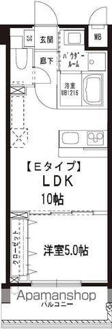 CASAS GARDEN(1LDK/3階)の間取り写真
