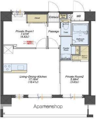 ナナザスタイル小笹(2LDK/5階)の間取り写真