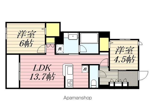 千葉市中央区登戸5丁目メゾン(2LDK/1階)の間取り写真