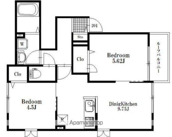 SOLANA(2LDK/2階)の間取り写真