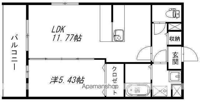 メゾンベール Ⅱ(1LDK/3階)の間取り写真