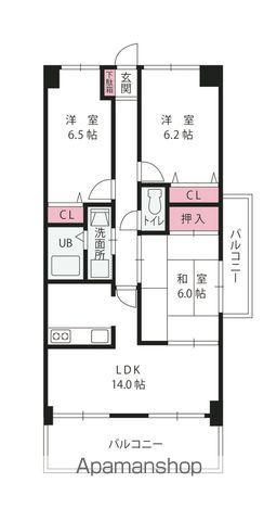 スカール道後(3LDK/7階)の間取り写真