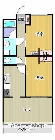 ボヌール原田町(2LDK/4階)の間取り写真