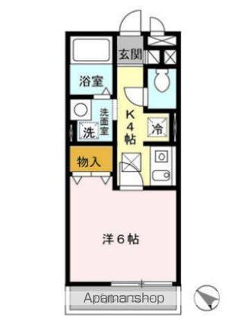 プリムヴェールJ(1K/1階)の間取り写真