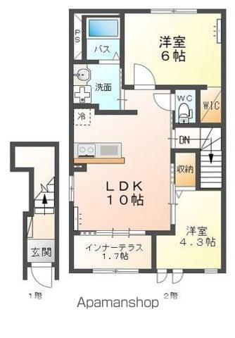 CALM GENTLEⅡ(2LDK/2階)の間取り写真