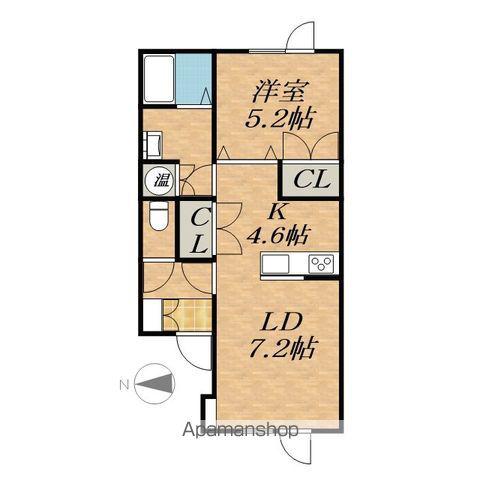 ヴァンベール2(1LDK/2階)の間取り写真