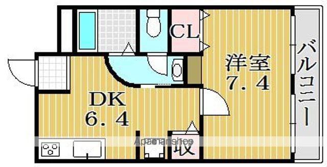 サンハイツ大領(1DK/3階)の間取り写真
