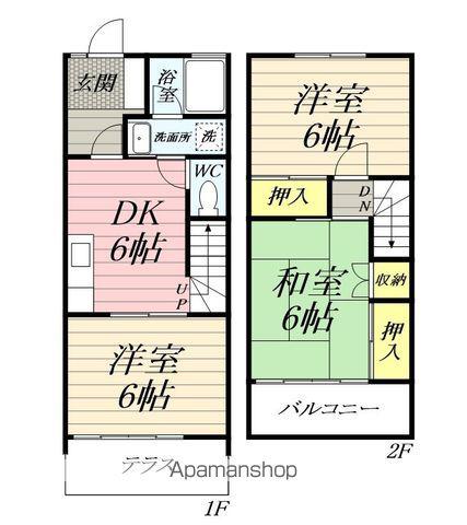 テラスハウスミトメ　Ⅰ(3DK)の間取り写真