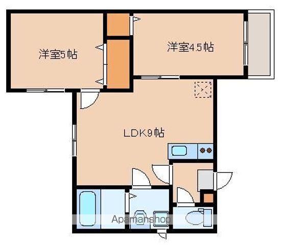 ガナーリア天神2(2LDK/1階)の間取り写真