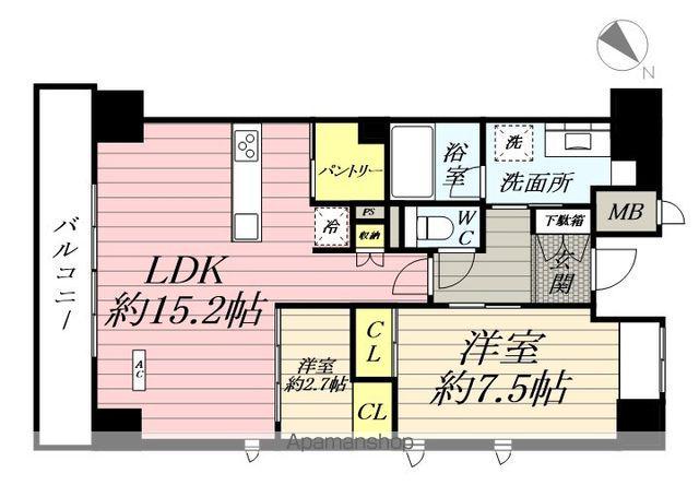 クラシアム神奈川台場(2LDK/2階)の間取り写真