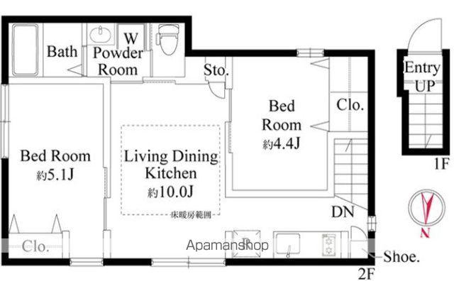 ウッドクレスト東高円寺レジデンス(2LDK/2階)の間取り写真