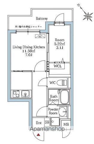 リアンプレミアム室見ステーション(2K/1階)の間取り写真
