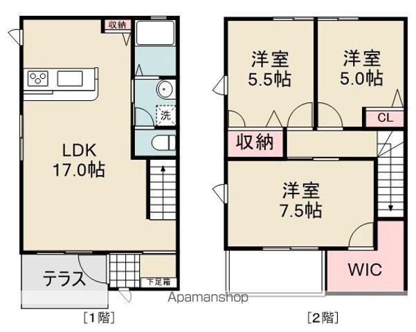 ヴィオレットガーデンC棟(3LDK/2階)の間取り写真
