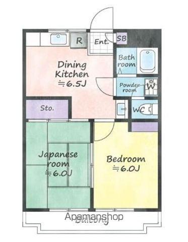 アネックス武蔵野(2DK/1階)の間取り写真